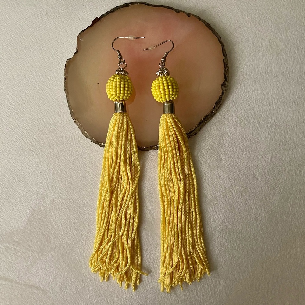 Yellow Tassel Earrings